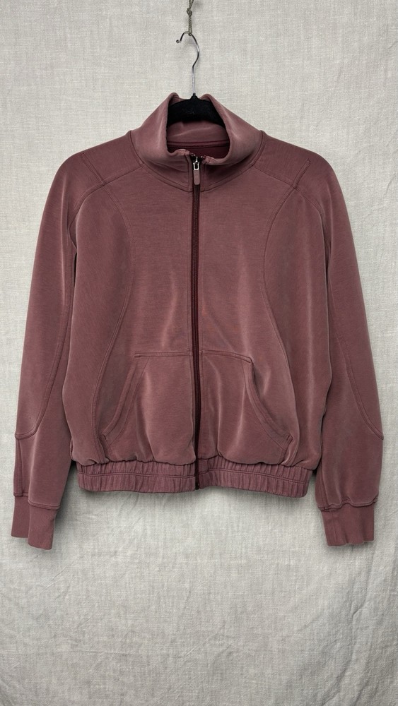 Lululemon Brushed Softstreme Funnel-Neck Zip Up Red Merlot Women Size 8