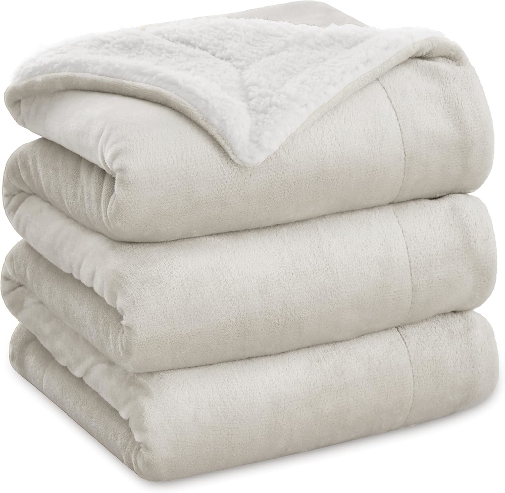 Queen Sherpa Fleece Blanket 90x90 Thick Warm Plush All-Season Cozy