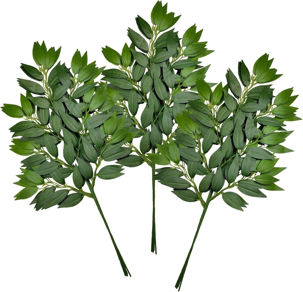 12Pcs Italian Ruscus Greenery Stems Artificial Silk Greenery Leaves Garland Vine