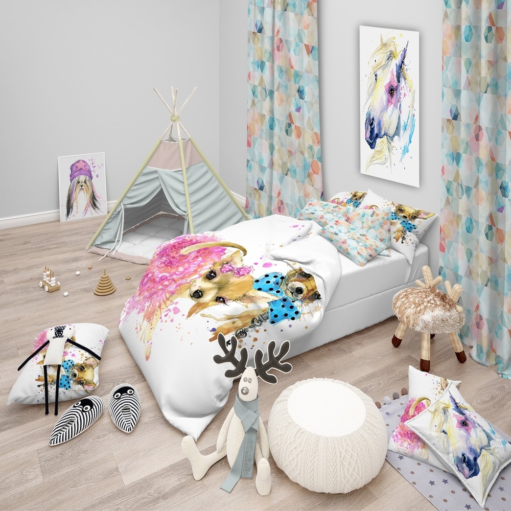 Designart 'Bridge and Groom Dog Illustration' Modern &