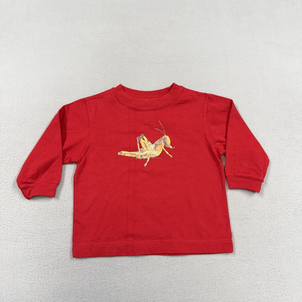 Baby Gap Shirt Boys 12-18 Months Red Grasshopper Graphic Long Sleeve Toddler