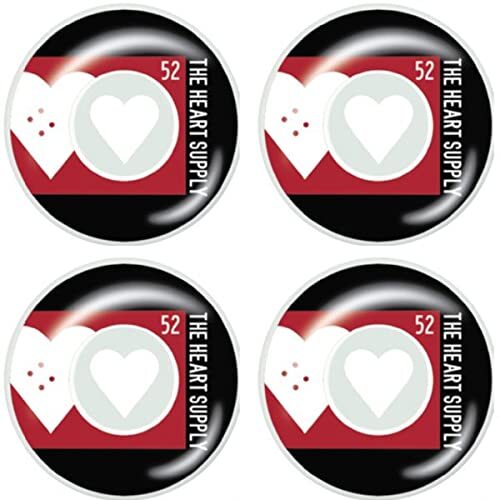 The Heart Supply Even White/Red Skateboard Wheels - 52mm 99a (Set of 4)