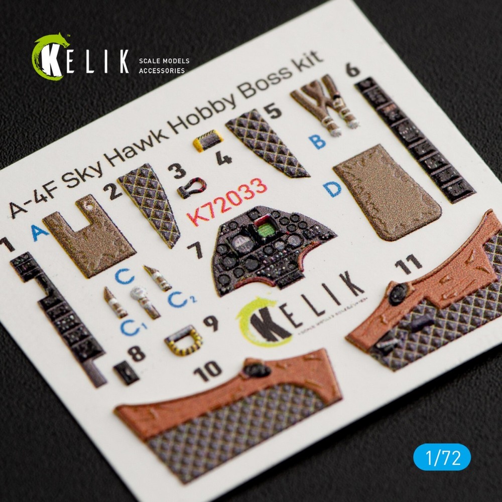 A-4F Skyhawk. Interior 3D Decals (for HobbyBoss) Scale 1:72 KeliK K72033