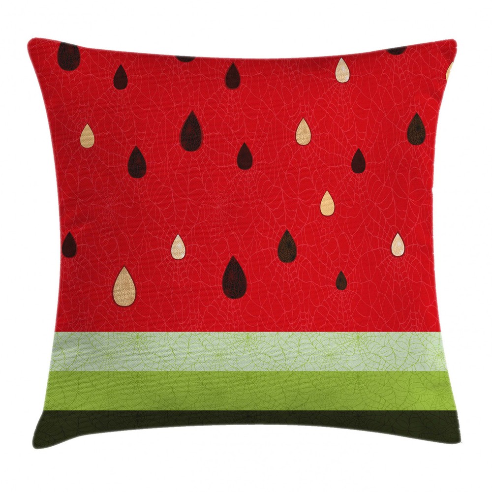 Watermelon Macro Fruit Square Pillow Case 16 Inch Nature Cushion Cover