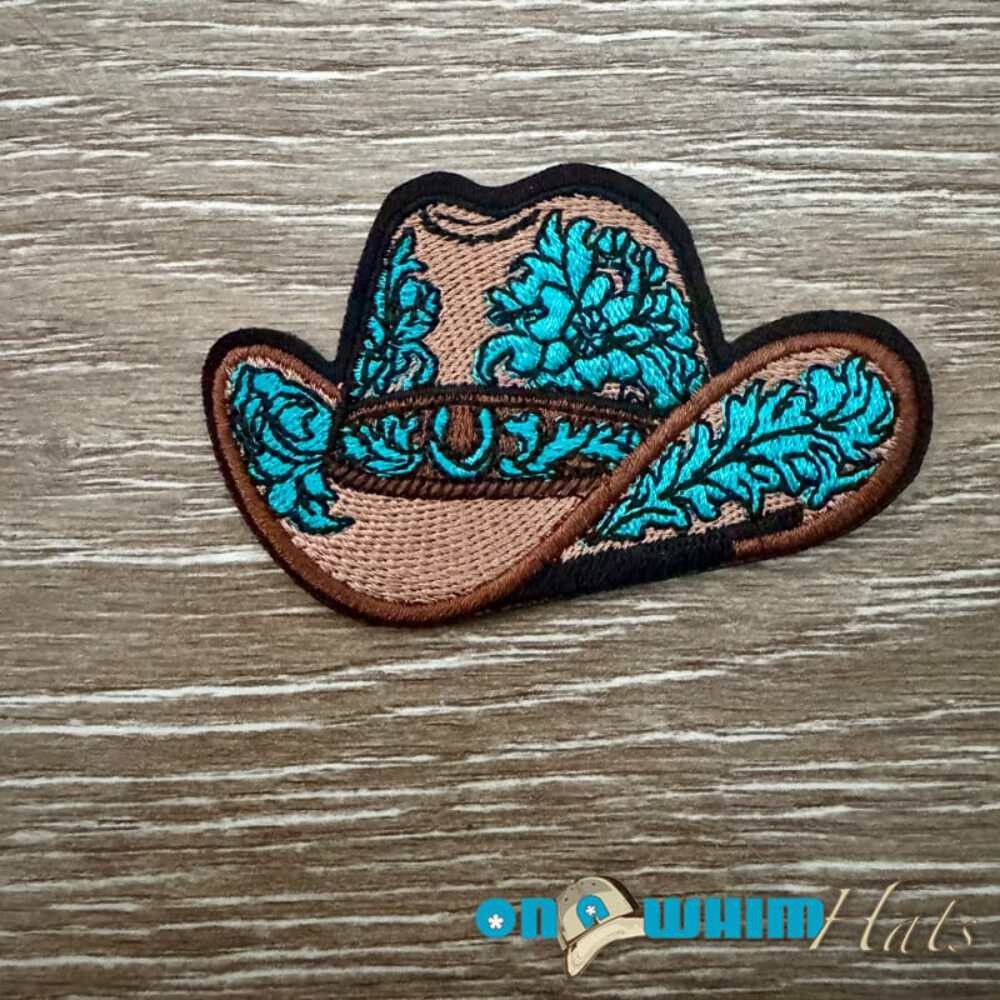 Cowgirl Hat Iron-On Patch - Turquoise