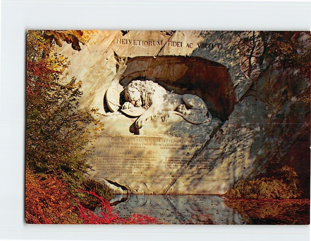 Postcard Lion's Monument Lucerne Switzerland
