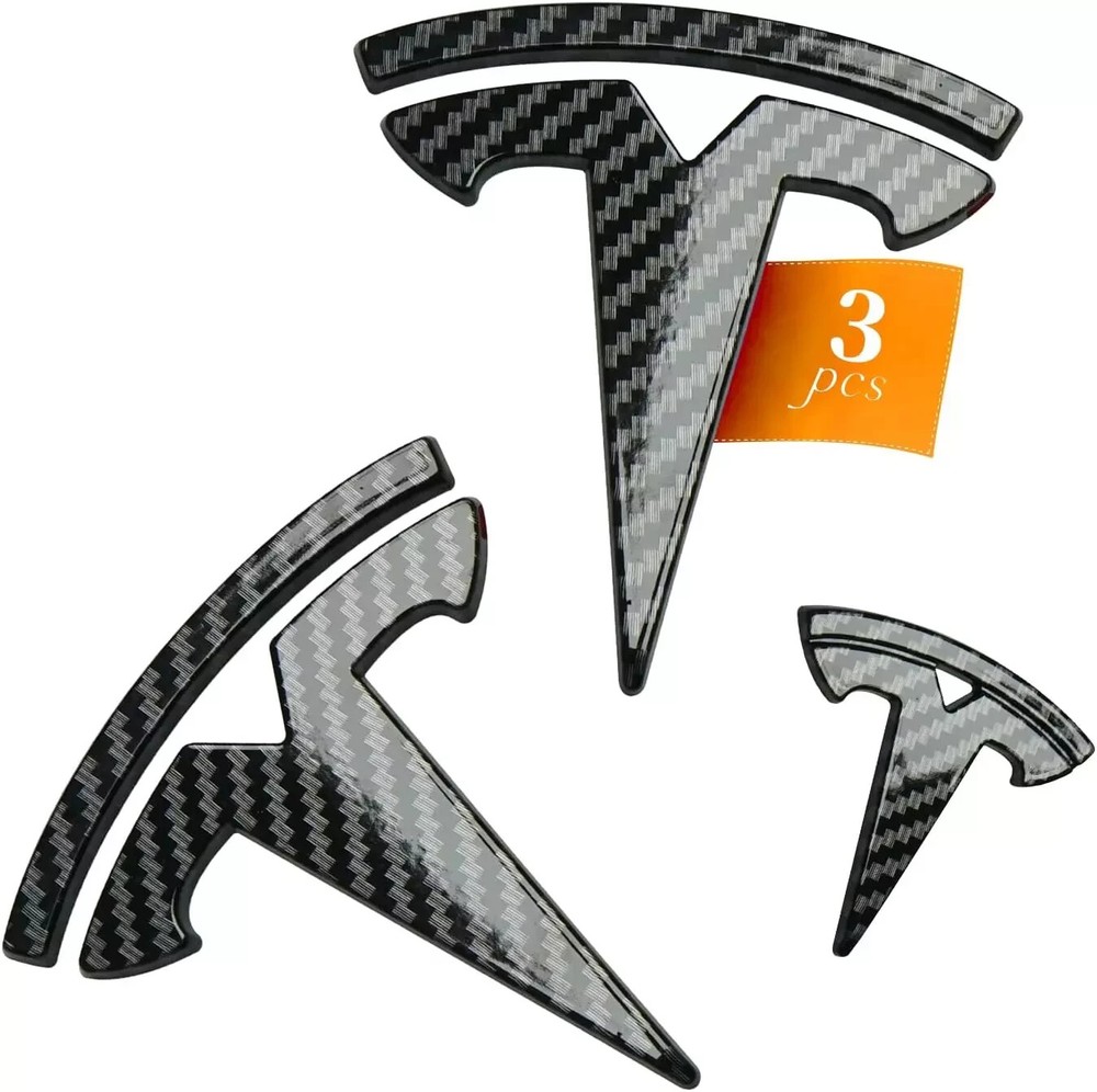 Tesla Model 3 Logo Decals Badge Sticker Set, 3 Pieces for Car Exterior Trim