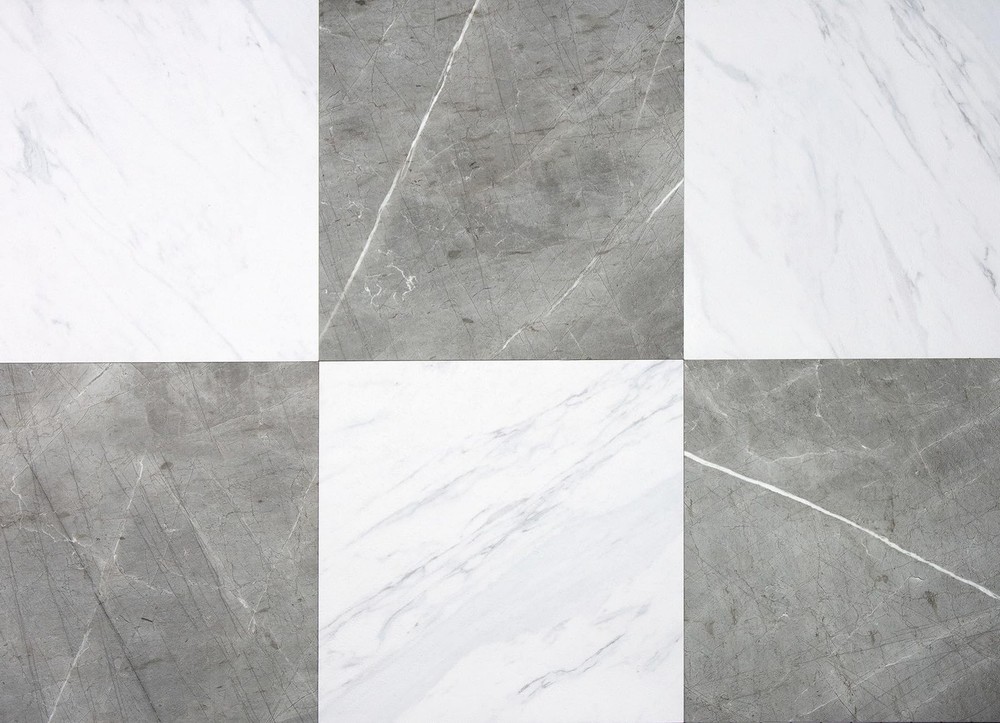 Chris Loves Julia 12x12 Bonneville Grey White Marble Peel Stick Tile