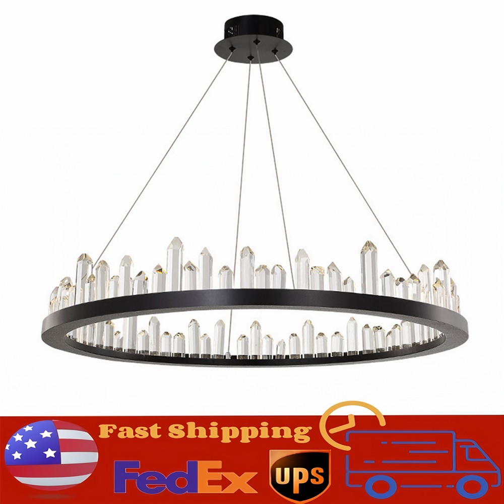 K9 Crystal LED Chandelier Round Pendant Ceiling Light Fast Shipping
