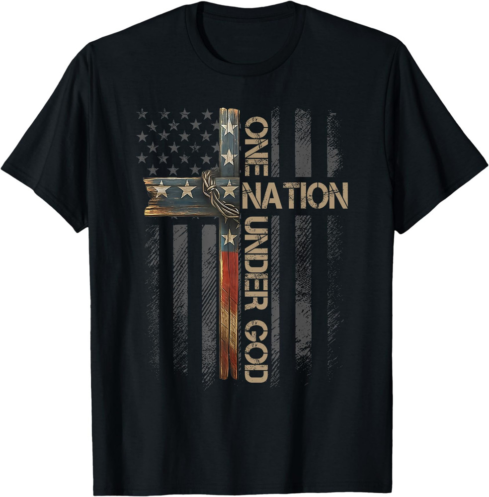 One Nation Under God US Flag 4th of July Patriotic Christian T-Shirt