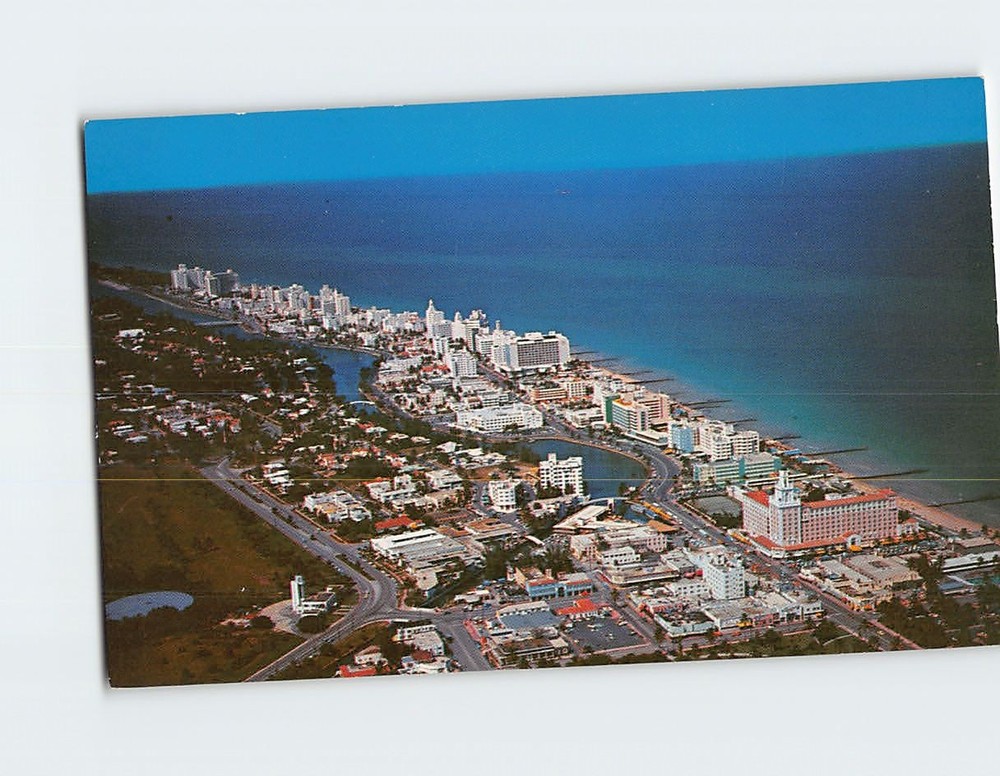 Postcard Airview of Miami Beach looking north Miami Beach Florida USA