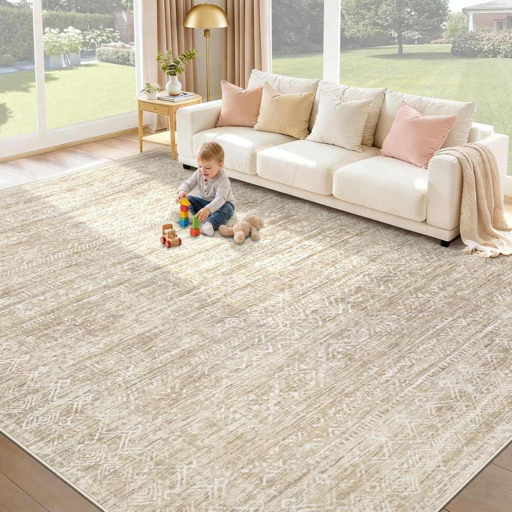 Washable Rug 8X10 Area Rugs: Modern Geometric Rugs for Living Room Non Slip Soft