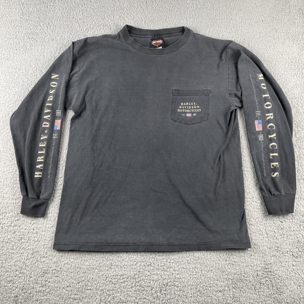 Vtg Harley Davidson Motorcycles Graves Lubbock Texas Mens Large Made In USA 90s