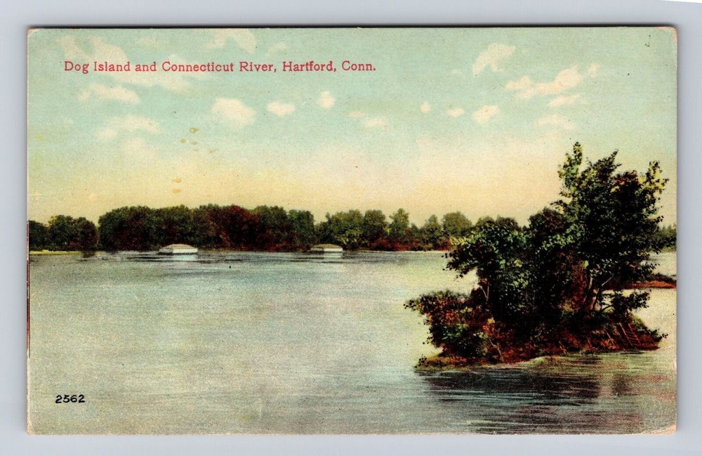 Hartford CT-Connecticut, Dog Island, Connecticut River, Vintage Postcard