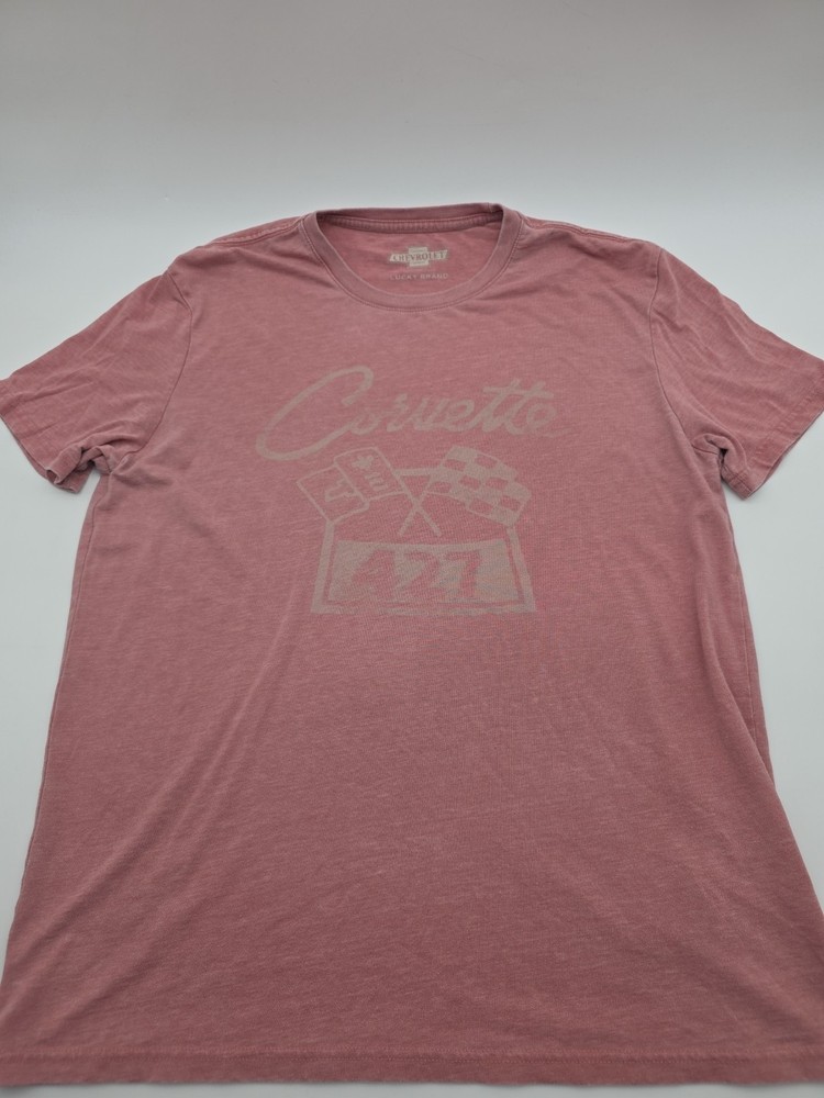 Chevrolet Lucky Brand T-Shirt Men Large Red Graphic Tee.#45658