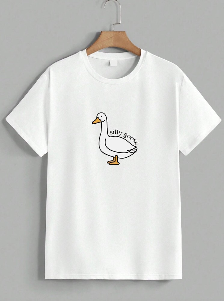 Silly Goose T-Shirt Funny Animal Cute Meme Graphic Simple Casual Tee Unisex