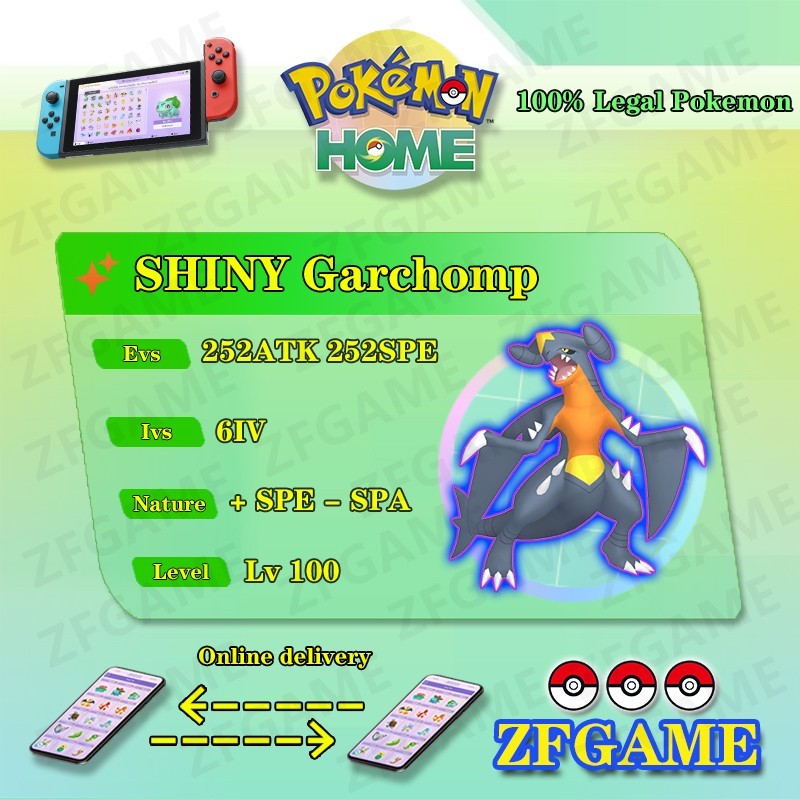 ✨6IV SHINY Garchomp ATK + EVS🚀 POKEMON HOME✨Champions✨Online delivery⚡