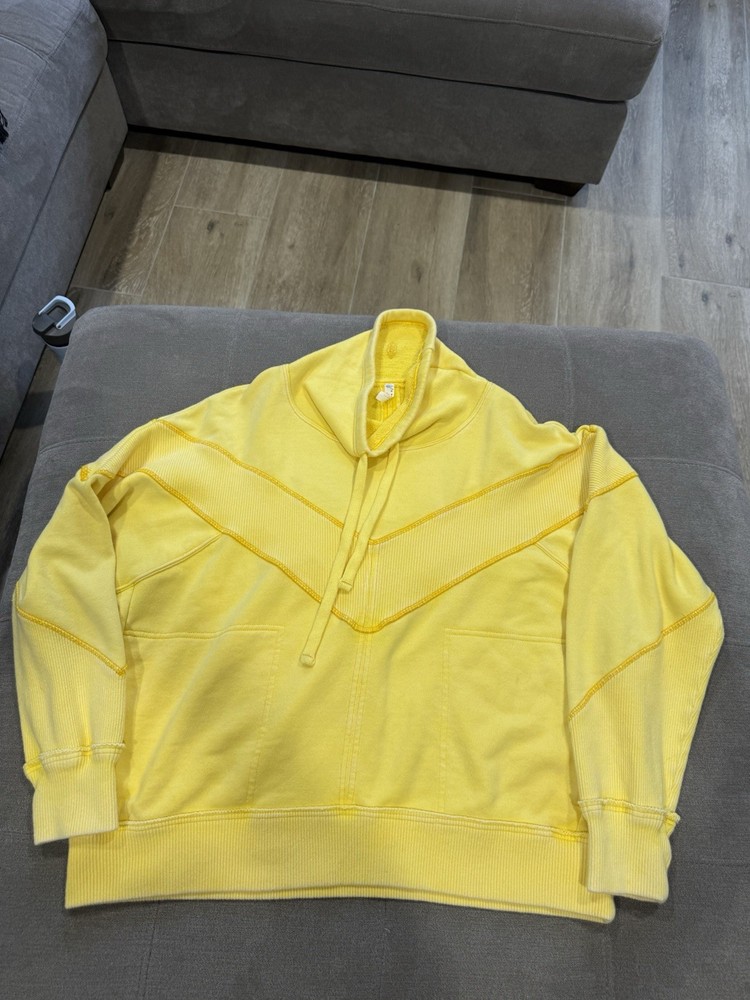 FP Movement by Free People Ivy League Sunglow Washed Yellow Pullover Large