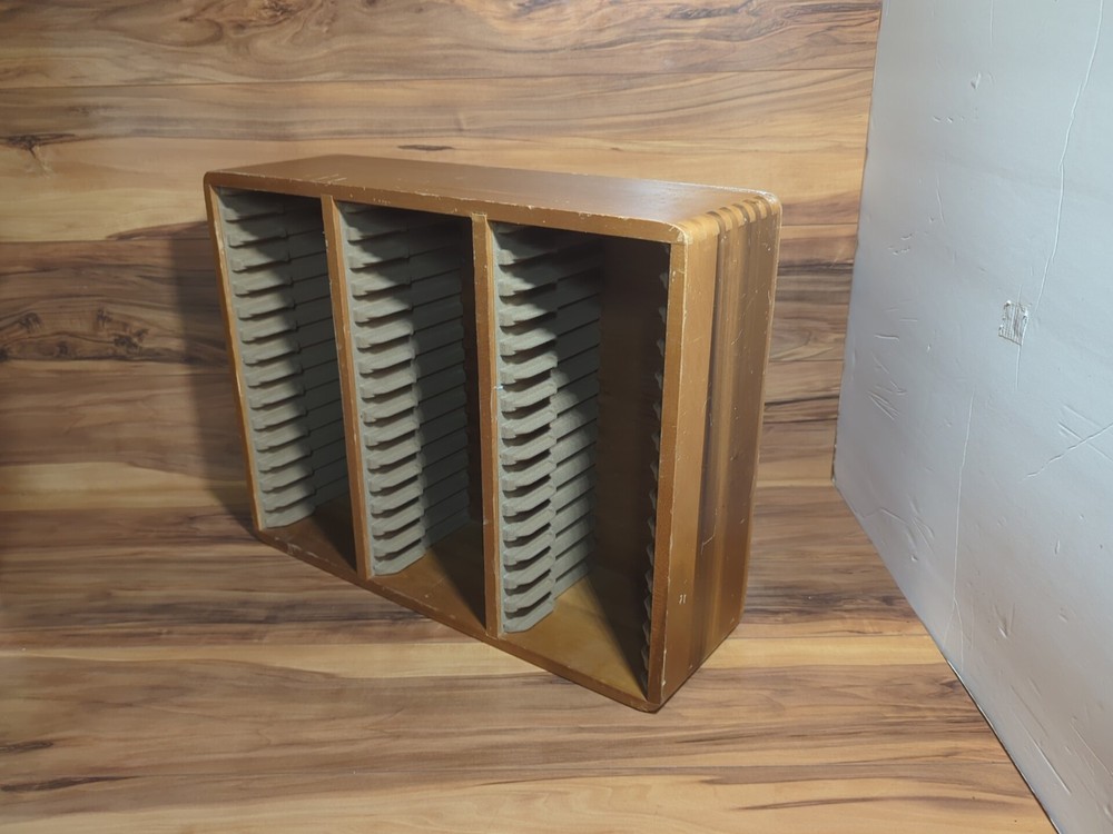 Vintage Wooden CD Storage Holder with 45 Capacity