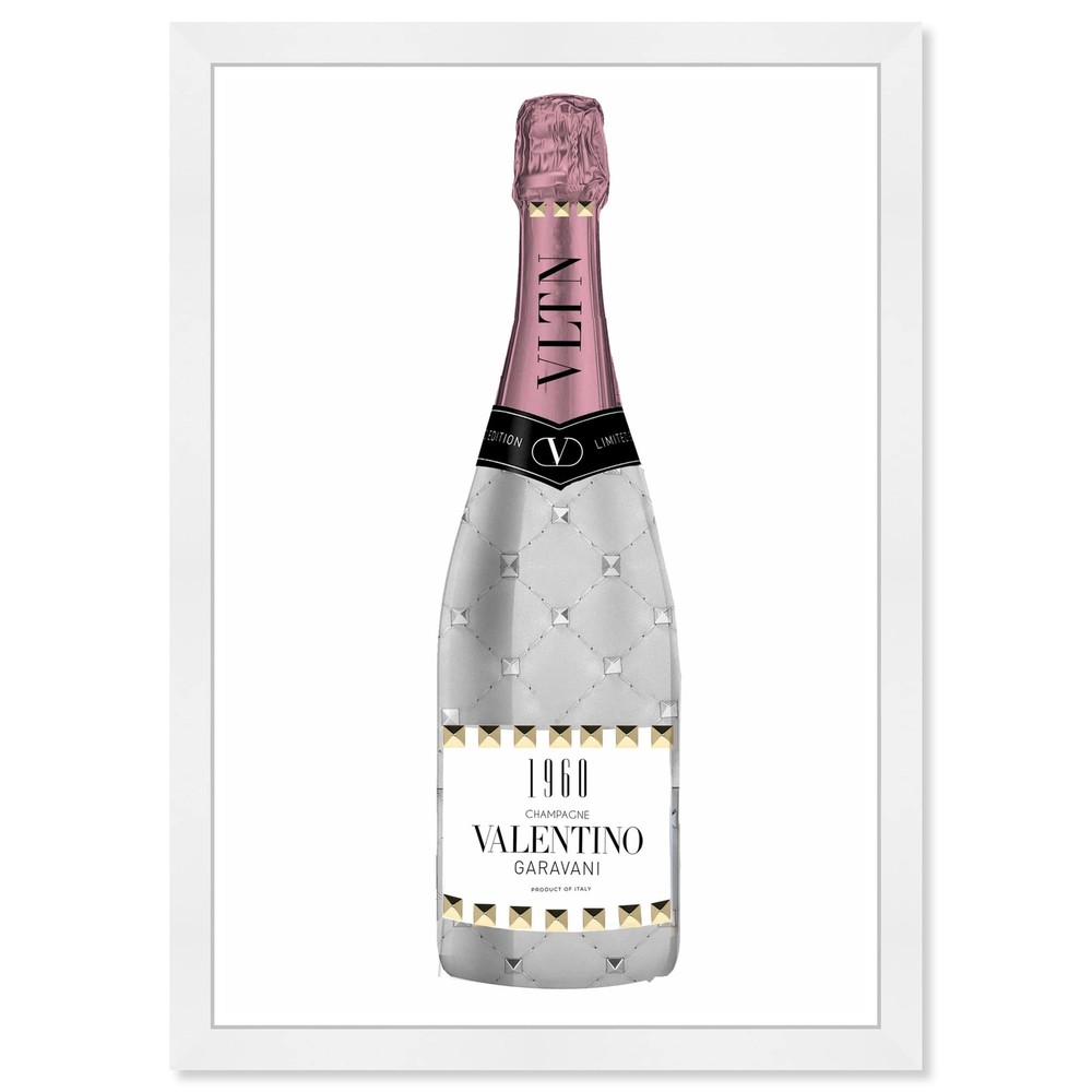 Drinks and Spirits Contemporary Luxury Bottle Canvas Wall Art Champagne di Ro...