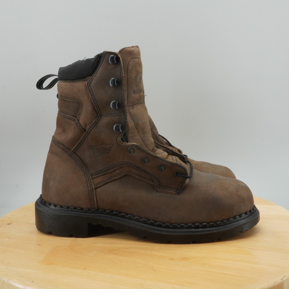 Red Wing Metguard 4435 Mens 8 Inch Leather Safety Toe Work Boot USA Size 9.5