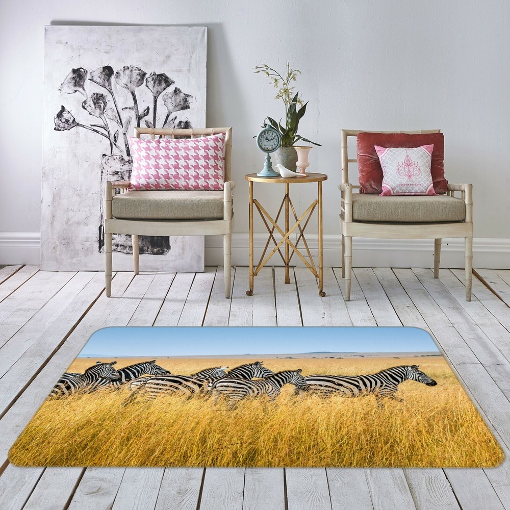 3D Grassland Zebra O3174 Animal Non Slip Rug Mat Elegant Photo Carpet Fay