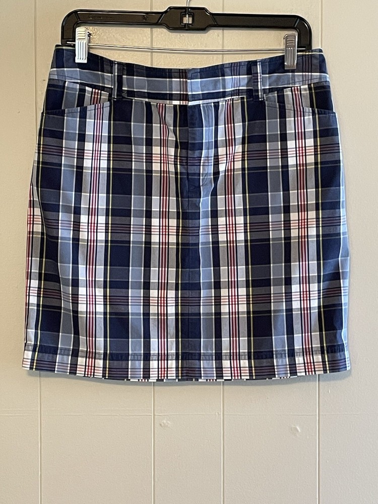 Chaps Plaid Mini Skirt with Pockets Size 8 Women's Casual Stretch Fit