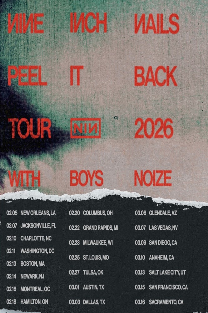 Nine Inch Nails Peel It Back Tour 2026 Industrial Rock Concert Poster