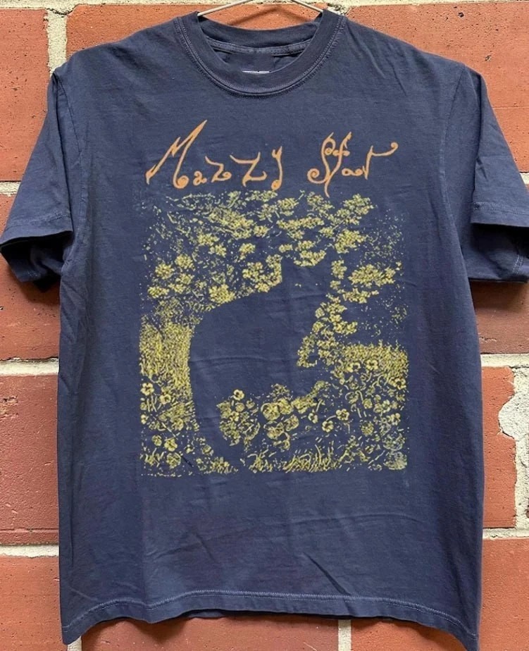 Mazzy Star Cat Shirt, 90s Alternative Rock band Navy T shirt Basic Style