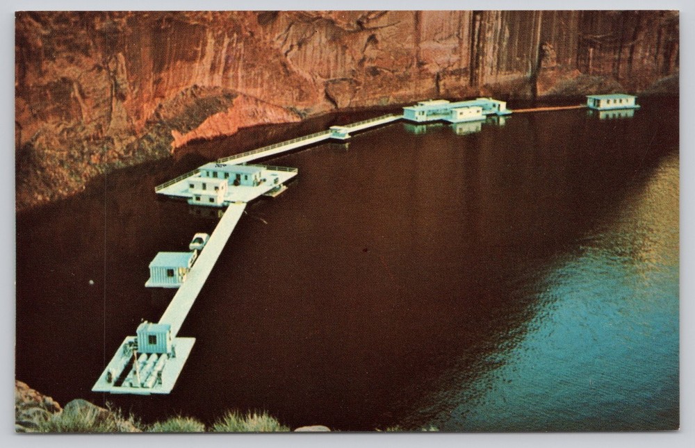 Vintage Rainbow Bridge Marina Lake Powell Utah Photochrome Postcard