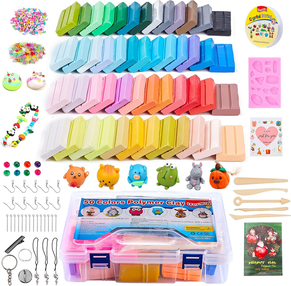 Polymer Clay, Modeling Clay for Kids DIY Starter Kits, 50 Color Oven Baked Model