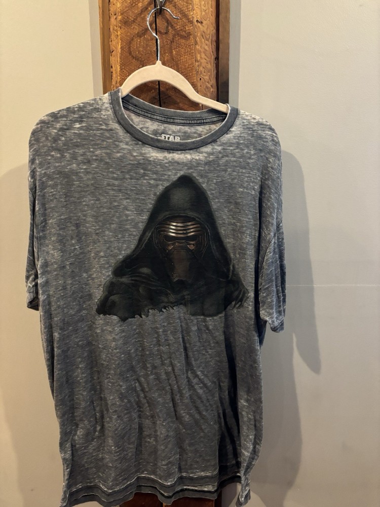 Star Wars Kylo Ren Men’s Graphic T-Shirt XL Gray Burnout Tee