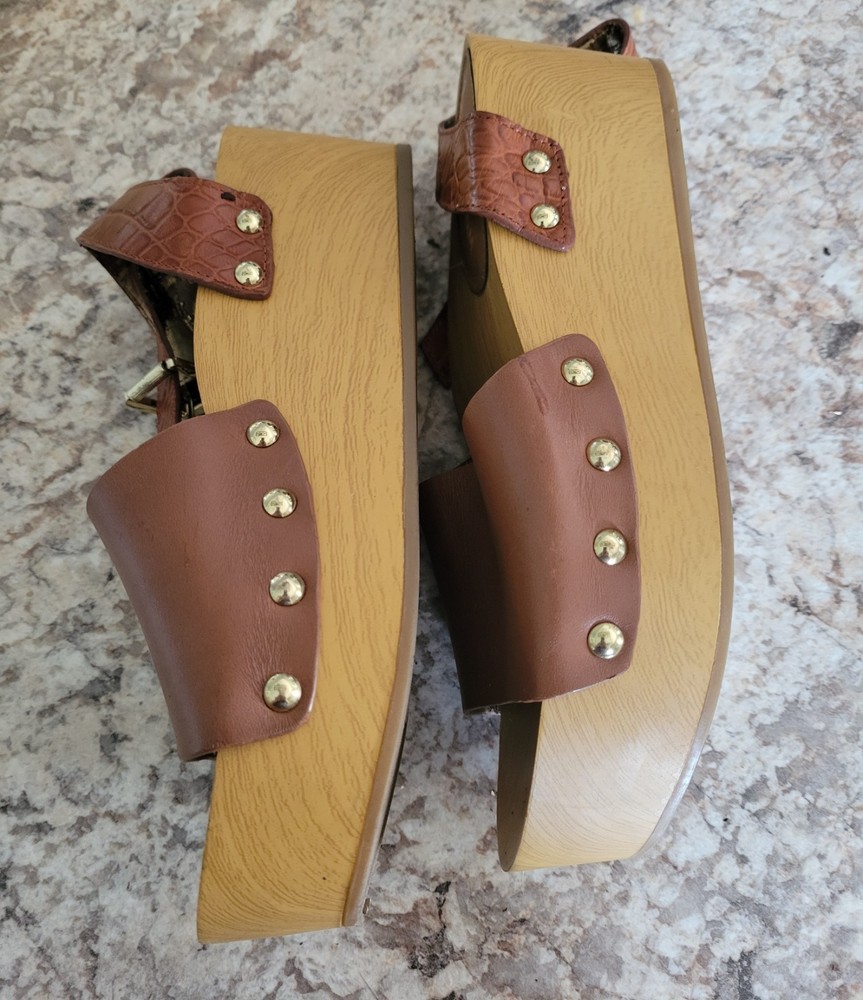 Sam Edelman Wooden Platform Sandals Size 7