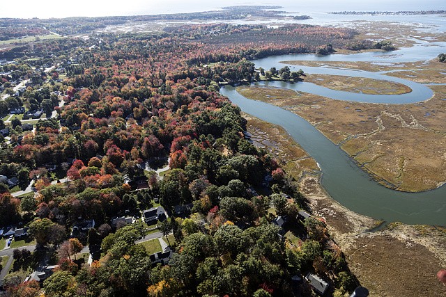 Photo:Scarborough Maine 2017 Nonesuch River Aerial View Autumn Terrain