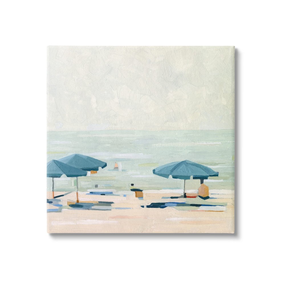 Abstract Beach Umbrellas Shore Canvas Wall Art by Emma Scarvey-image
