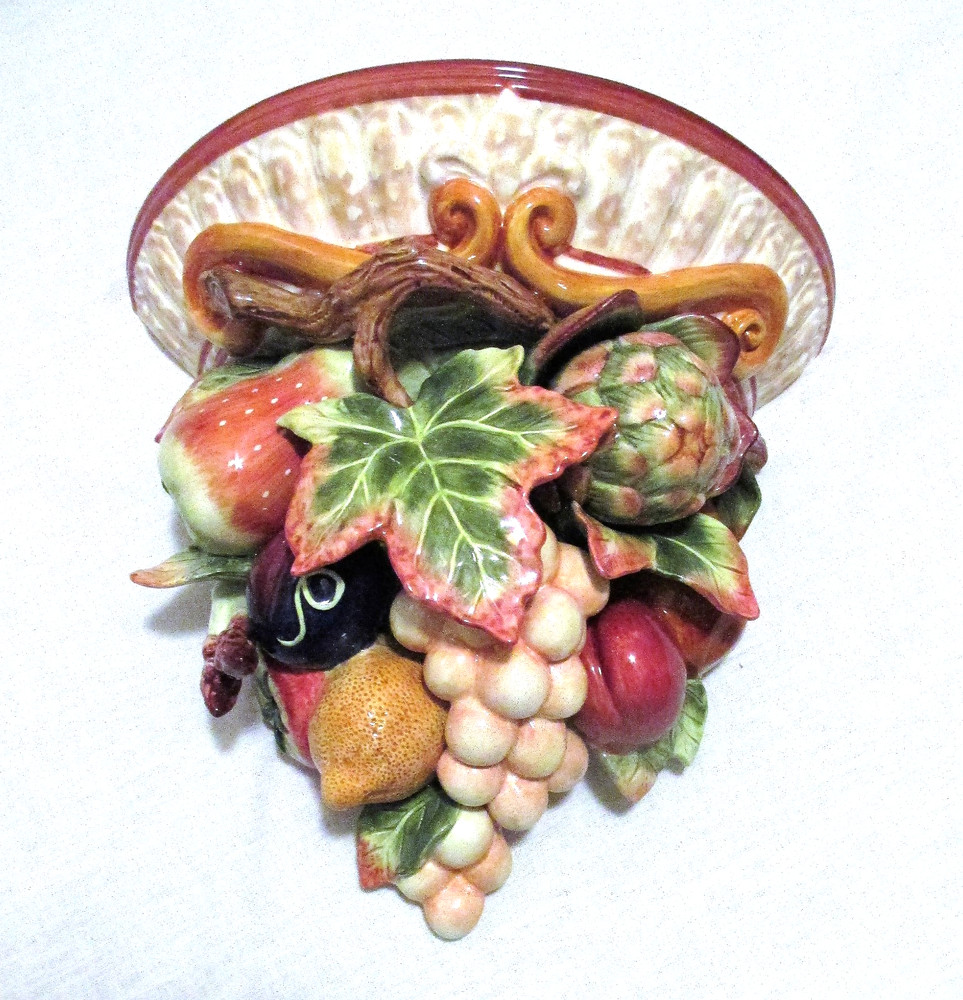 Vtg. Fitz&Floyd  Ventian Romance Fruit Vegetable Cluster Wall Plaque/Sconce