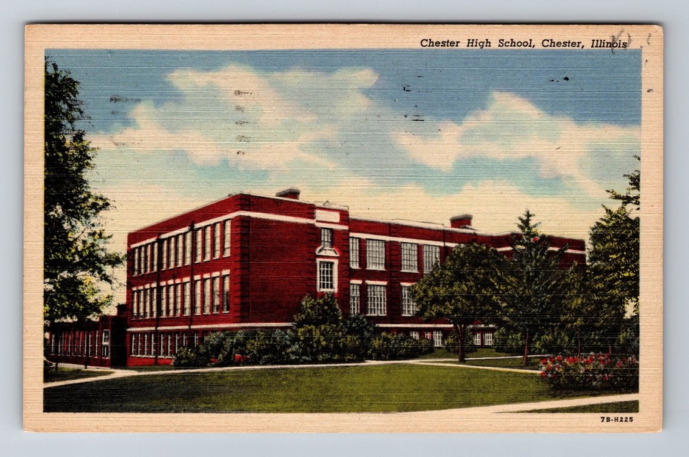 Chester IL-Illinois Chester High School Vintage c1957 Postcard Standard Postal