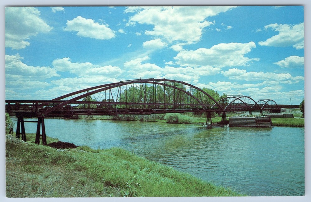 Wyoming Fort Laramie Iron Army Bridge North Platte River Chrome Postcard