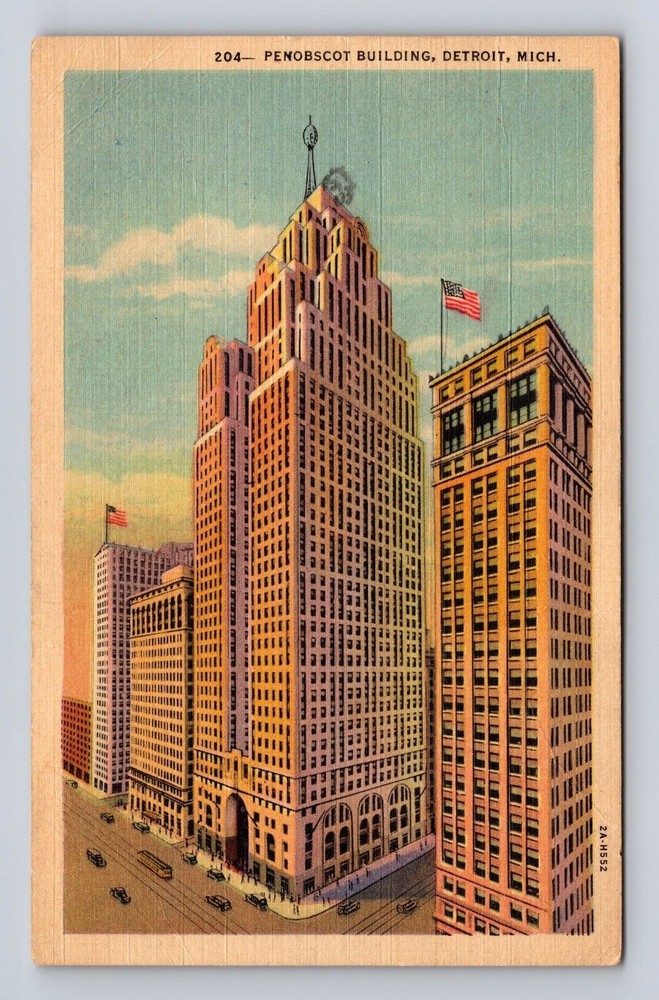 Detroit MI- Michigan, Penobscot Building, Advertisement, Vintage Postcard