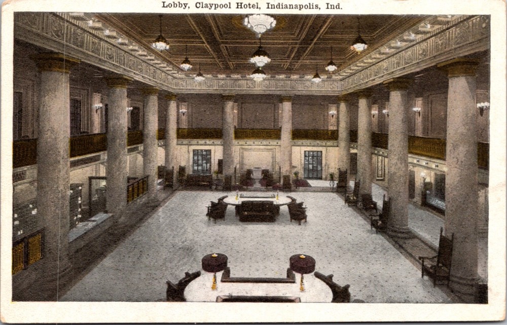 Postcard Lobby at Claypool Hotel in Indianapolis, Indiana