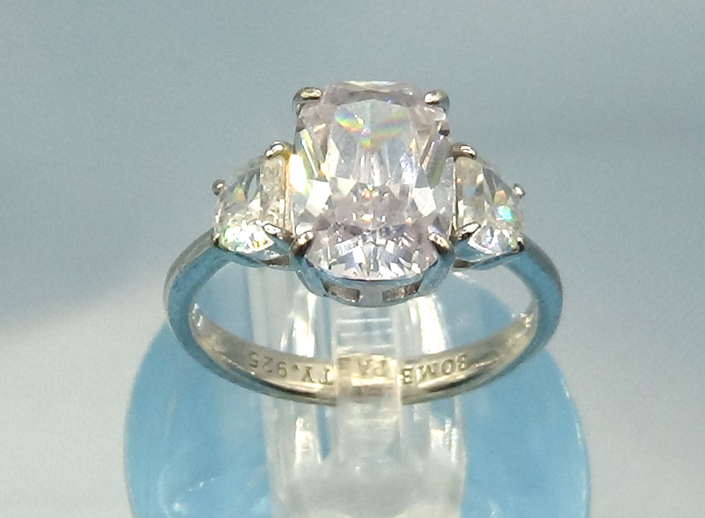 Bomb Party Ring 925 Sterling Silver CZ Cocktail Size 6.5