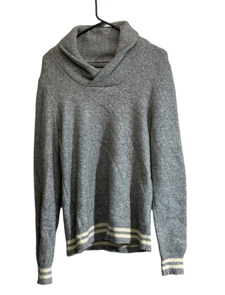 Abercrombie & Fitch Sweater Men Small Gray Wool Blend Shawl Neck Y2K Preppy