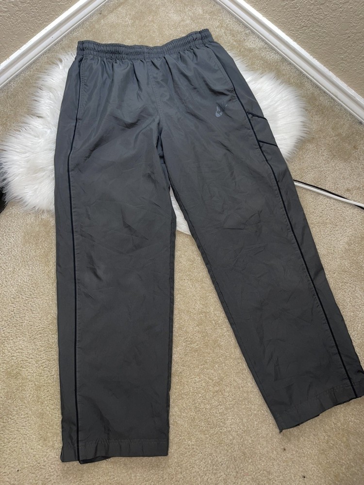 Vintage Y2K Nike Track Pants Charcoal Gray Ankle Zip Mens Size L