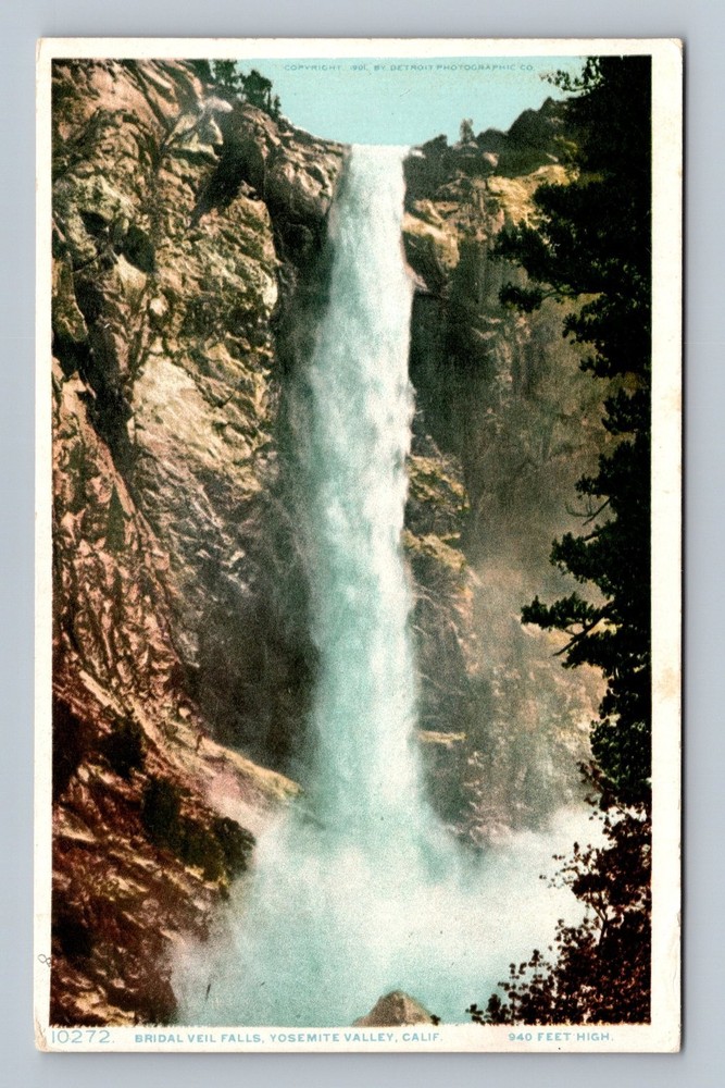 Vintage 1904 Bridal Veil Falls Yosemite Valley California Postcard