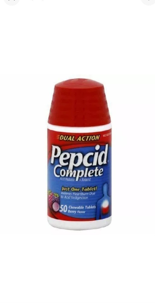 Pepcid Complete Dual Action Acid Reducer Chewable Tablets Berry 50 Ct Ex:12/26-image