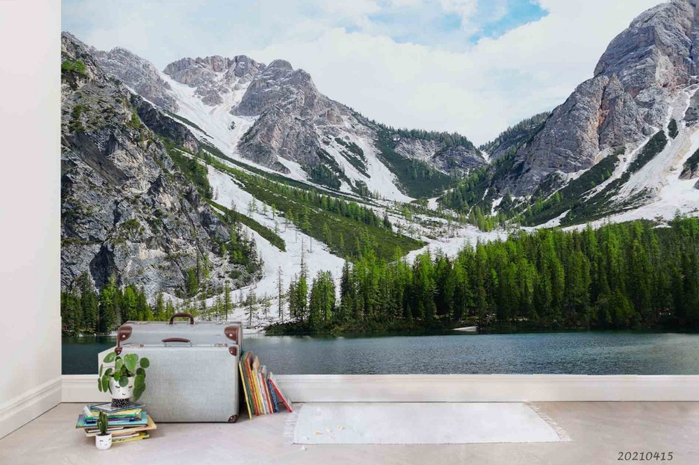 3D Mountain Lake Landscape Wall Murals Wallpaper Murals Wall Sticker