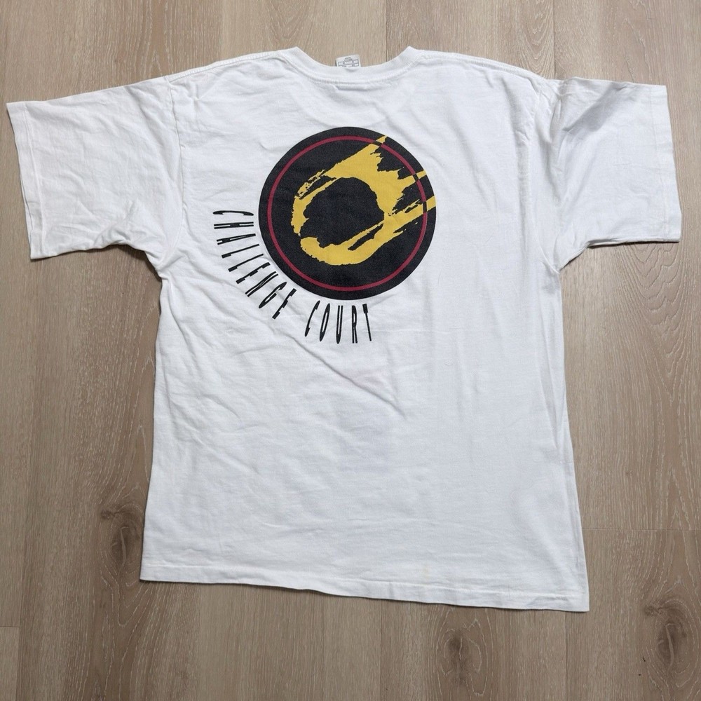 Vtg 90s Nike Challenge Court Andre Agassi Cotton Graphic Shirt M Bold Abstract-image