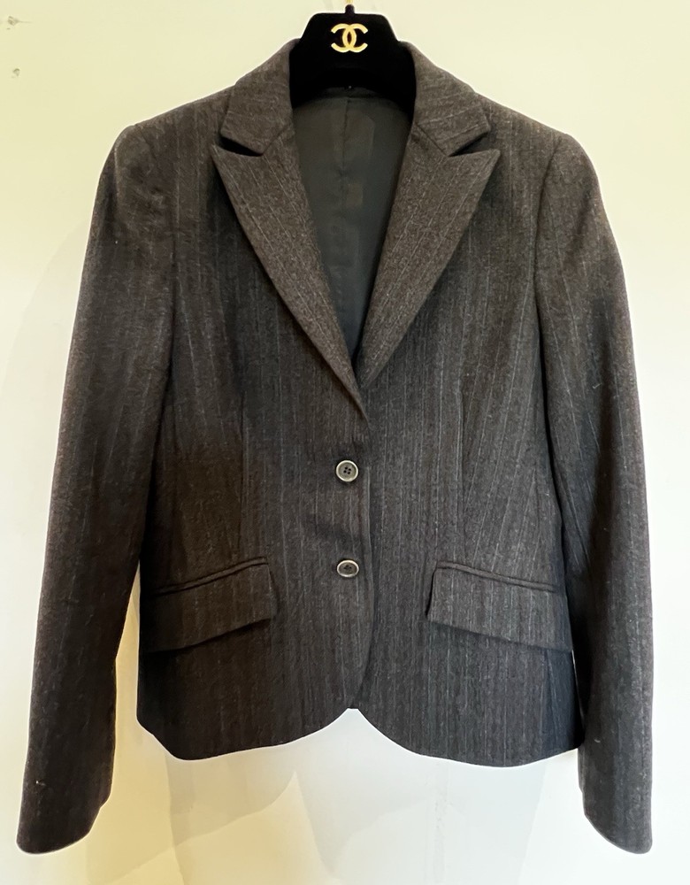 THEORY Women Brown Wool Blazer Jacket Size 6 Modern