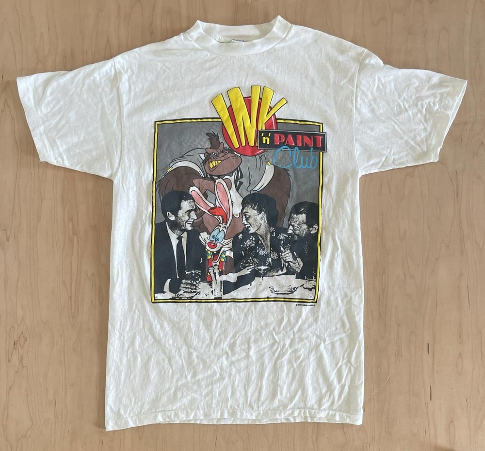 WHO FRAMED ROGER RABBIT 1987 Ink N Paint Club Movie Promo T Shirt Men's LG White
