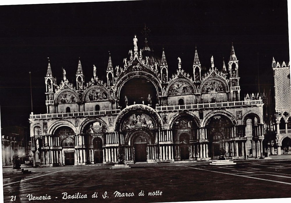 Postcard Basilica de San Marco at Night Venice Italy